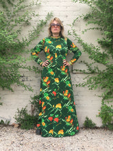 Load image into Gallery viewer, Vintage 70&#39;s Medieval Revival Green Floral Print Maxi Dress