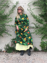 Load image into Gallery viewer, Vintage 70&#39;s Medieval Revival Green Floral Print Maxi Dress