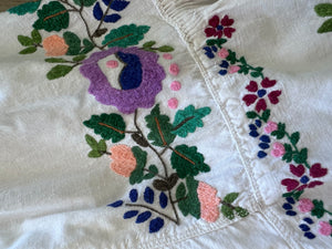 RARE! 1930's Homespun Cotton Colourful Floral Embroidered Slavic Dress (Vyshyvanka)