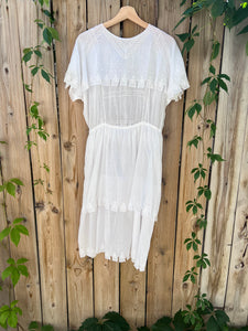 Antique 1920's White Cotton Lace and Embroidered Lawn Dress
