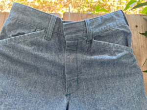Vintage 70's Denim Mid Rise Wide Leg Jeans With Cuffs