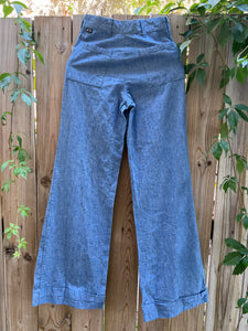 Vintage 70's Denim Mid Rise Wide Leg Jeans With Cuffs