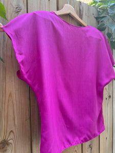 Vintage 80's Hot Pink Silky Cropped Top