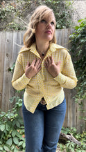 Load image into Gallery viewer, Vintage 70&#39;s Yellow Gingham Disco Collar Cotton Button Up Shirt