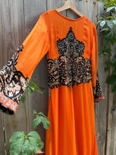 Load image into Gallery viewer, Vintage 90&#39;s Orange Silk, Embroidered Caftan Duster