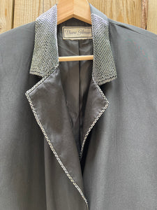 Vintage 80's Black Silk & Beaded Blazer (XL)