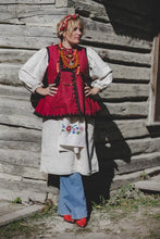Load image into Gallery viewer, Vintage 30&#39;s Ukrainian Wine Red Traditional Vest (Korsetka)
