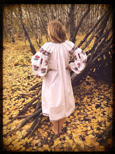Vintage 1930's Ukrainian Homespun Cotton Embroidered Dress (Vyshyvanka)