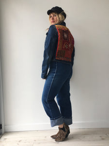 One-of-a-Kind Vintage Textile Embellished Denim Jacket