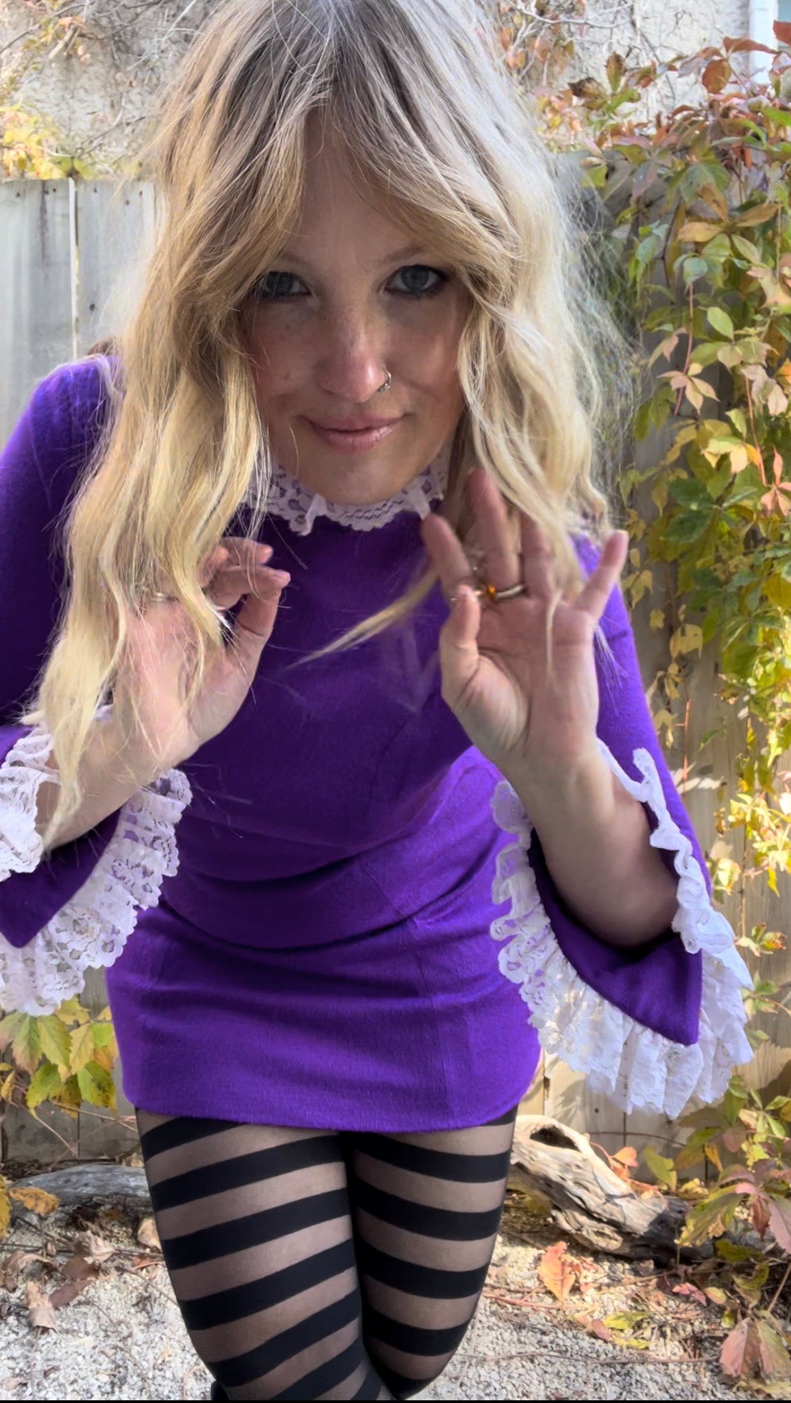 purple gogo dress Vintage Mod GoGo Dress Womens 60s Polyester Purple Psychedelic Mini - S