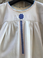 Load image into Gallery viewer, RARE! Vintage 30&#39;s Ukrainian Homespun Linen Blue Embroidered Dress (Vyshyvanka)