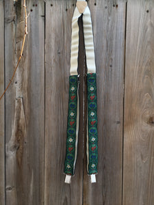 Vintage 70's Austrian Suspenders Embroidered With Native Alpine Flowers (Edelweiss)
