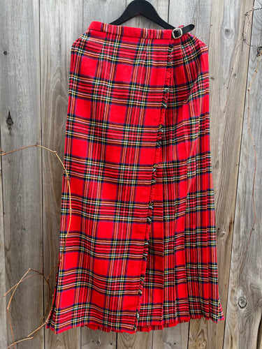 Vintage 80's Scottish Wool Plaid (Tartan) Kilt Skirt