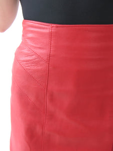 Vintage 80's Red Leather Pencil Skirt
