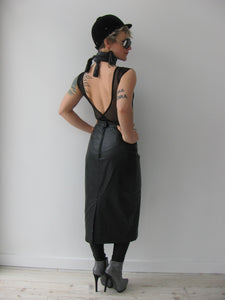 Vintage 80's Black Leather Pencil Skirt