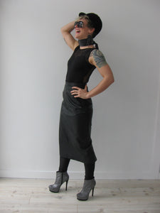 Vintage 80's Black Leather Pencil Skirt