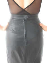Load image into Gallery viewer, Vintage 80&#39;s Black Leather Pencil Skirt