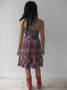 Vintage 70's Plaid Cotton Western Style Skirt With Snaps (XS)